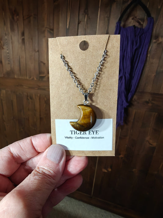 Moon Necklace (Tigers Eye) - VITALITY, CONFIDENCE, MOTIVATION